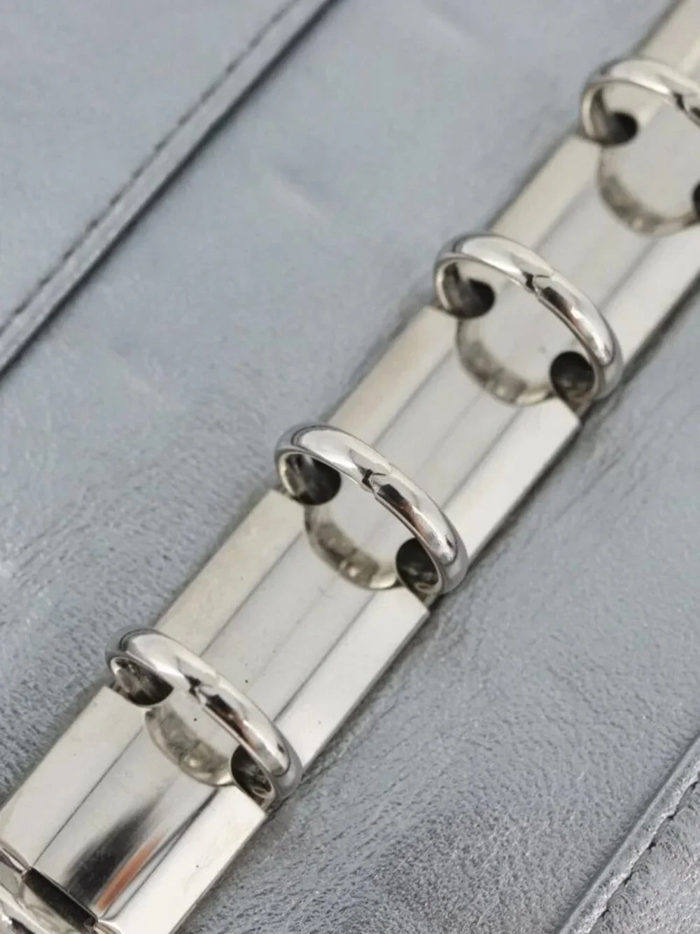 CHANEL Mademoiselle Agenda Day Planner Cover Leather Silver Black CC Auth mr2185